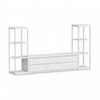 Modern Industrial Dresser TV Stand for 75 Inch TV - 6 Fabric Drawers - 4-Tier Storage Shelves - Large Media Console Cabinet