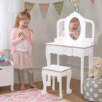 Coiffeuse pour enfants avec miroir éclairé, Table de maquillage pour petites filles