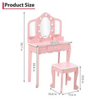 Coiffeuse pour enfants avec miroir éclairé, Table de maquillage pour petites filles