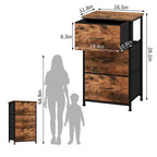 Commode étroite à 3 tiroirs – Meuble de rangement moderne et compact avec bacs en tissu amovibles – Organisateur peu encombrant pour chambre, placard, appartement