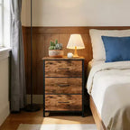 Commode étroite à 3 tiroirs – Meuble de rangement moderne et compact avec bacs en tissu amovibles – Organisateur peu encombrant pour chambre, placard, appartement