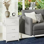 Commode étroite à 3 tiroirs – Meuble de rangement moderne et compact avec bacs en tissu amovibles – Organisateur peu encombrant pour chambre, placard, appartement