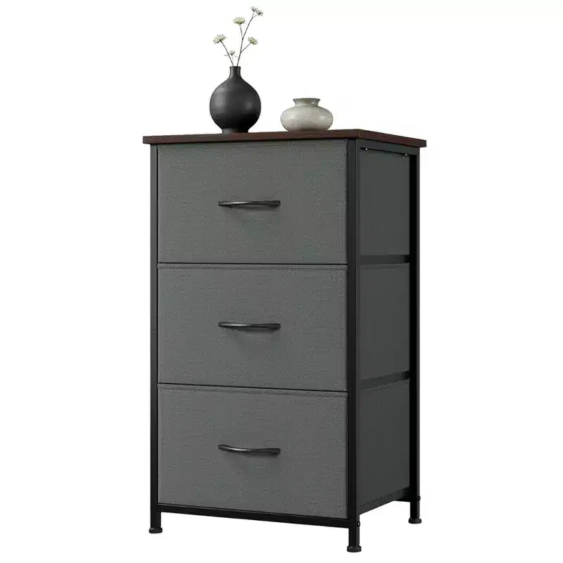 Commode étroite à 3 tiroirs – Meuble de rangement moderne et compact avec bacs en tissu amovibles – Organisateur peu encombrant pour chambre, placard, appartement