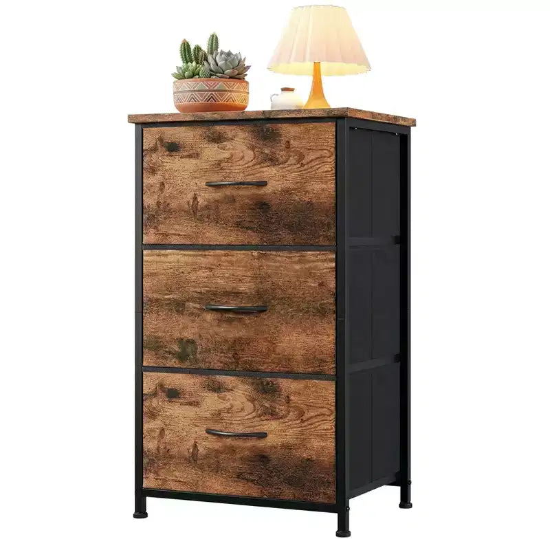 Commode étroite à 3 tiroirs – Meuble de rangement moderne et compact avec bacs en tissu amovibles – Organisateur peu encombrant pour chambre, placard, appartement