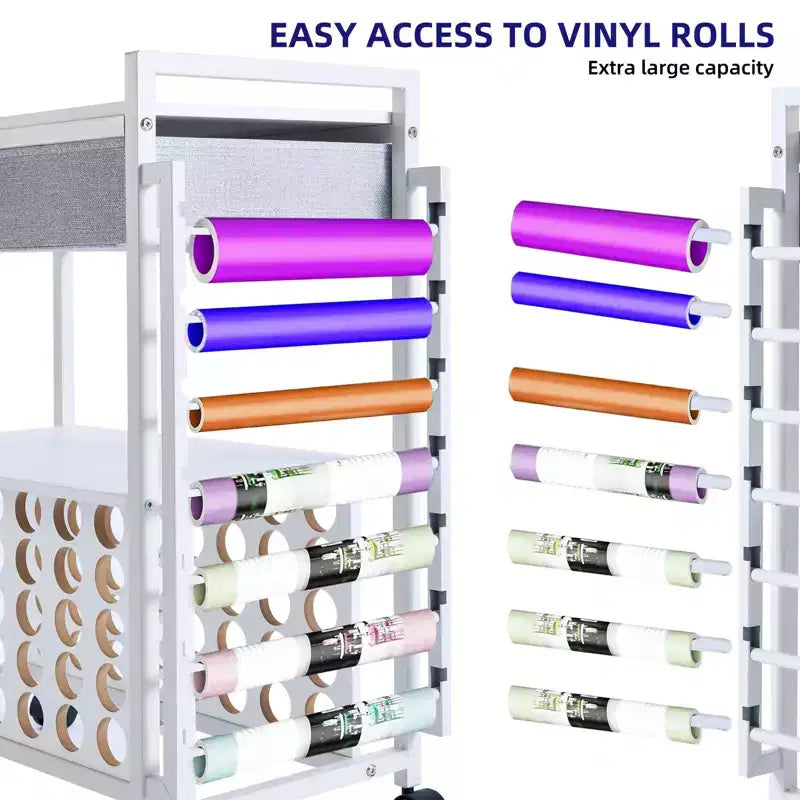 Organisateurs et chariot de rangement pour loisirs créatifs, rangement et organiseur de rouleaux de vinyle, design spacieux, pour salle de loisirs créatifs