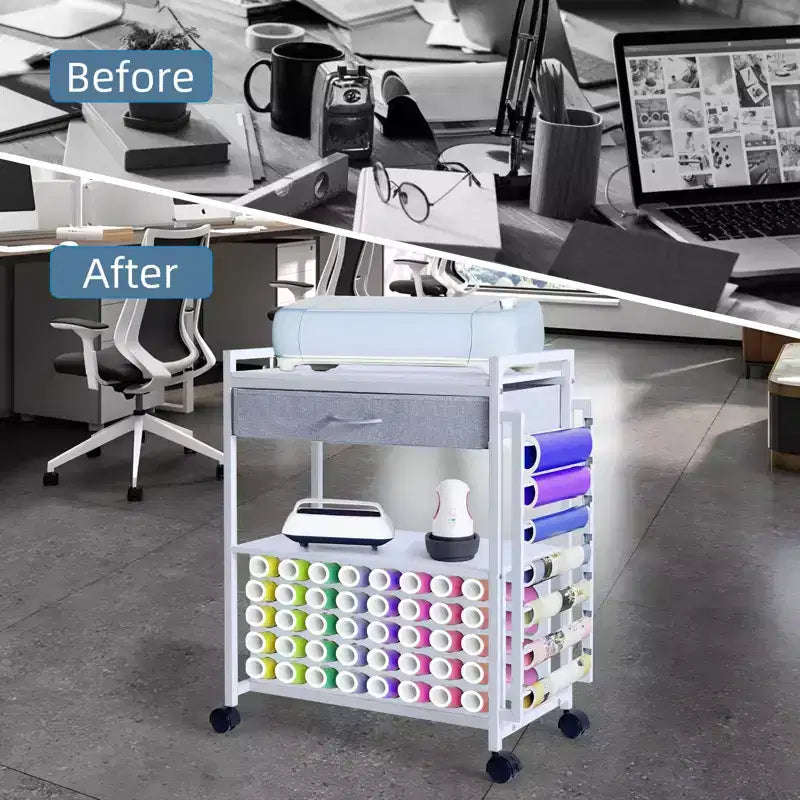 Organisateurs et chariot de rangement pour loisirs créatifs, rangement et organiseur de rouleaux de vinyle, design spacieux, pour salle de loisirs créatifs