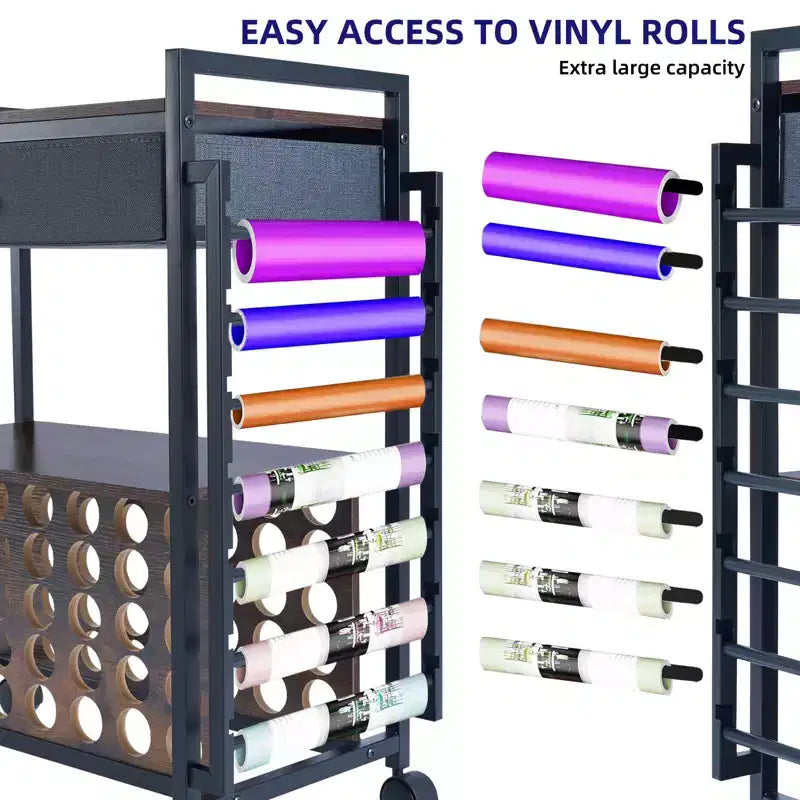 Organisateurs et chariot de rangement pour loisirs créatifs, rangement et organiseur de rouleaux de vinyle, design spacieux, pour salle de loisirs créatifs