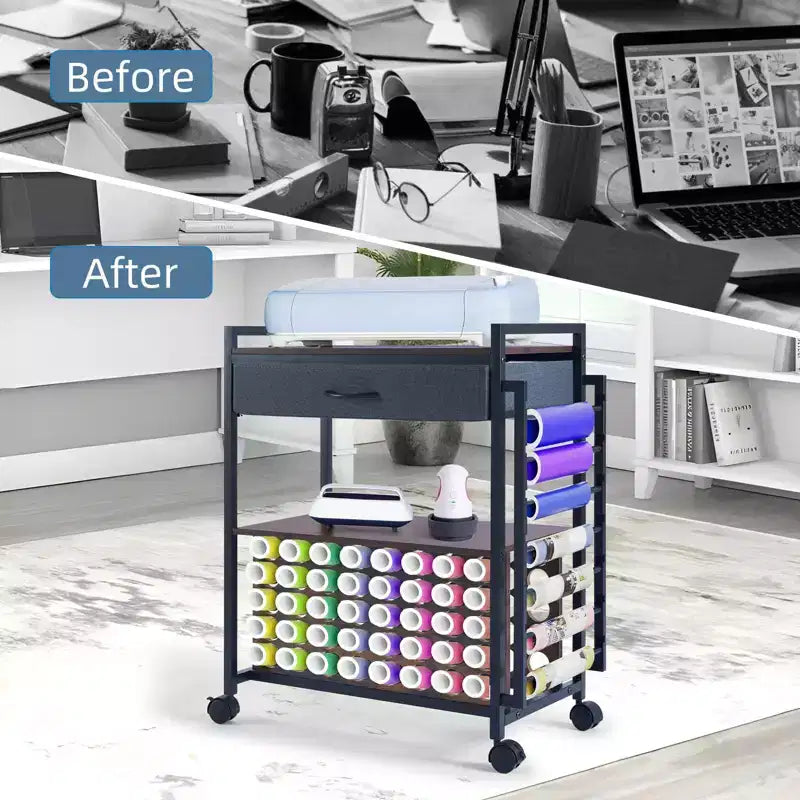 Organisateurs et chariot de rangement pour loisirs créatifs, rangement et organiseur de rouleaux de vinyle, design spacieux, pour salle de loisirs créatifs