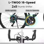Vélo de route NAYSAYE 700C, 16 vitesses, cadre léger en aluminium avec double freins à disque pour hommes et femmes, 68*18*37.5
