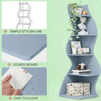 NAYSAYE Étagère d'angle élégante à 5 niveaux, étagère de rangement universelle moderne en bois pour salon et bureau, 19,7 x 18,91 x 70,53