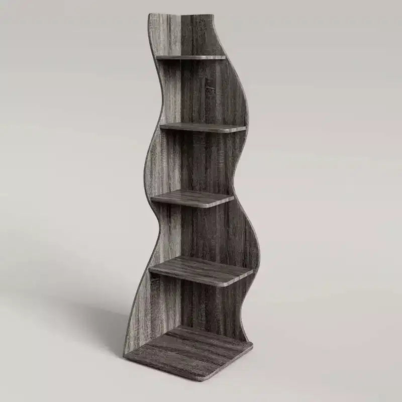 NAYSAYE Étagère d'angle élégante à 5 niveaux, étagère de rangement universelle moderne en bois pour salon et bureau, 19,7 x 18,91 x 70,53