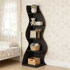 NAYSAYE Étagère d'angle élégante à 5 niveaux, étagère de rangement universelle moderne en bois pour salon et bureau, 19,7 x 18,91 x 70,53