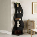 NAYSAYE Étagère d'angle élégante à 5 niveaux, étagère de rangement universelle moderne en bois pour salon et bureau, 19,7 x 18,91 x 70,53
