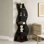 NAYSAYE Étagère d'angle élégante à 5 niveaux, étagère de rangement universelle moderne en bois pour salon et bureau, 19,7 x 18,91 x 70,53