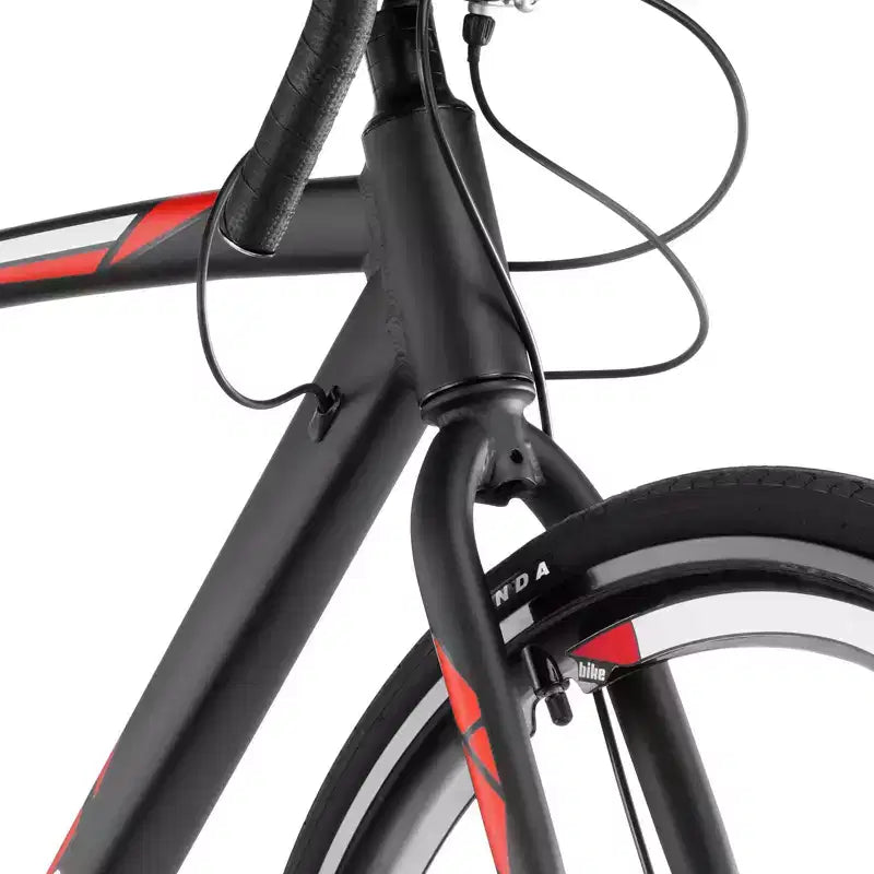 NAYSAYE Vélo de course sur route Cadre léger en alliage d'aluminium Frein à disque Performance aérodynamique Vélo de ville, Noir, 53.54*8.27*30.31