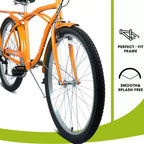 NAYSAYE Vélo Cruiser de plage 26 pouces 7 vitesses pour hommes et femmes avec cadre en acier à haute résistance et roues en alliage, or, 67,8*42,51*28,74