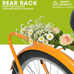 NAYSAYE Vélo Cruiser de plage 26 pouces 7 vitesses pour hommes et femmes avec cadre en acier à haute résistance et roues en alliage, or, 67,8*42,51*28,74