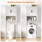 Meuble de rangement sur pied au-dessus des toilettes 2 portes style grange Porte-papier toilette Étagère de salle de bain peu encombrante avec portes