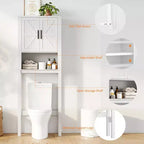Meuble de rangement sur pied au-dessus des toilettes 2 portes style grange Porte-papier toilette Étagère de salle de bain peu encombrante avec portes