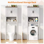 Meuble de rangement sur pied au-dessus des toilettes 2 portes style grange Porte-papier toilette Étagère de salle de bain peu encombrante avec portes