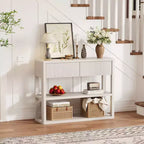 COZONY Console de 88 cm de haut avec 2 tiroirs, table de canapé étroite à 3 niveaux pour couloir et salon