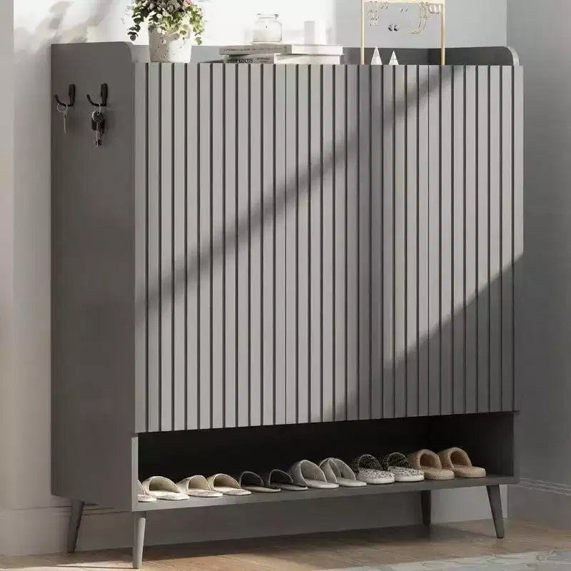 Shoe Cabinet, 30 Pairs Rattan Storage for Entryway, 6-Tier Tall Farmhouse Cabinet With Doors for Hallway Closet