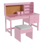 Ensemble bureau et chaise d'étude Acekool pour enfants avec surmeuble, plateau inclinable et rangements pour chambre et école à domicile