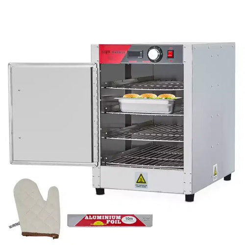 4-Tier Hot Box Food Warmer, 850W Stainless Steel Heated Cabinet with Water Tray, Fits 1/1 Pans, Commercial Proofing Cabinetfor Pizza, Chicken, Pastry