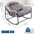 Fauteuil à bascule d'extérieur, chaise œuf de patio surdimensionnée avec coussin rembourré, bascule papasan en rotin pour l'intérieur, le porche, le jardin
