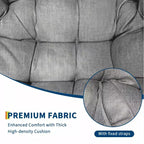 Fauteuil à bascule d'extérieur, chaise œuf de patio surdimensionnée avec coussin rembourré, bascule papasan en rotin pour l'intérieur, le porche, le jardin