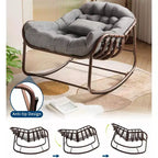 Fauteuil à bascule d'extérieur, chaise œuf de patio surdimensionnée avec coussin rembourré, bascule papasan en rotin pour l'intérieur, le porche, le jardin