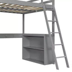Lit mezzanine moderne Luxystar avec bureau, 6 étagères et tiroir
