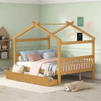 Lit de maison en bois moderne pleine grandeur Luxystar avec 2 tiroirs et têtes de lit