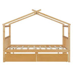 Lit de maison en bois moderne pleine grandeur Luxystar avec 2 tiroirs et têtes de lit