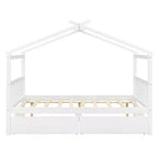 Lit de maison en bois moderne pleine grandeur Luxystar avec 2 tiroirs et têtes de lit