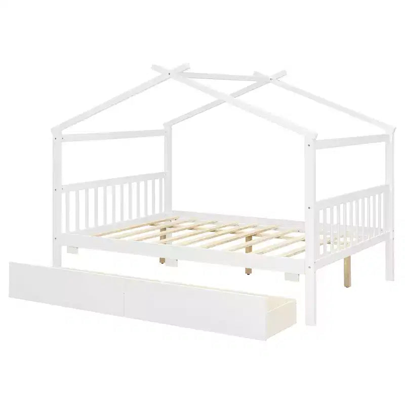 Lit de maison en bois moderne pleine grandeur Luxystar avec 2 tiroirs et têtes de lit