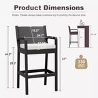 Lot de 2 tabourets de bar d'extérieur, chaises de bar en osier de 76 cm avec coussins et repose-pieds, sièges hauteur bar pour jardin, bord de piscine, balcon, terrasse