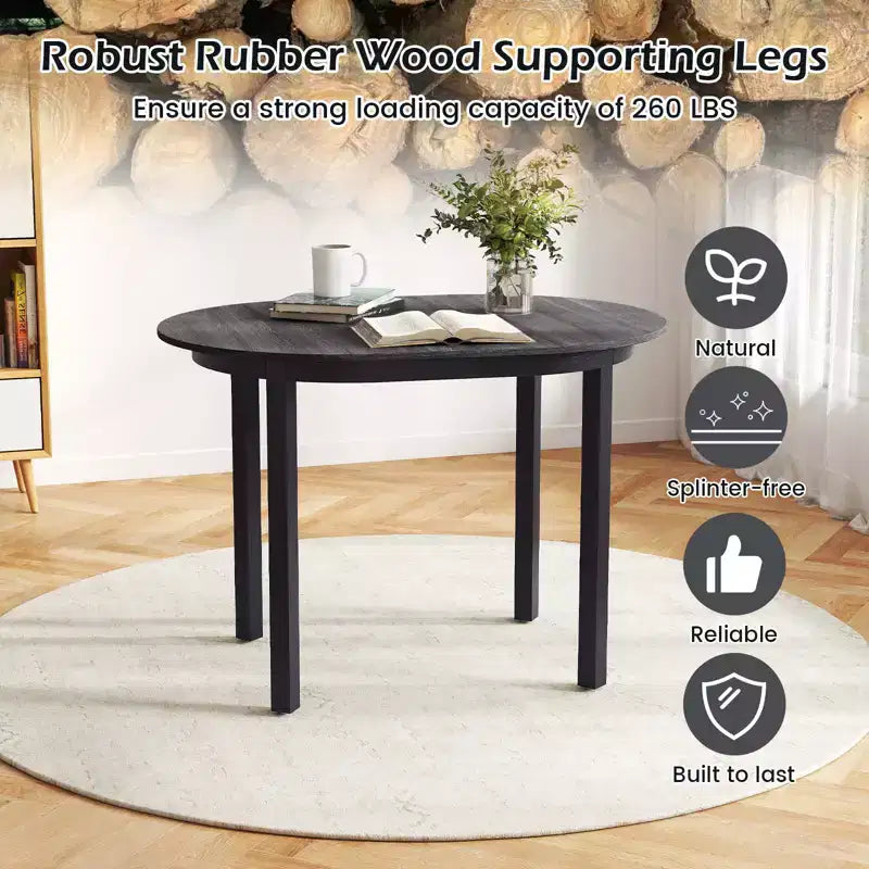 Costway Table à Manger en Bois 43'' avec Pieds en Bois d'Hévéa pour 2-4 Personnes Charge 118 kg