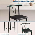 Tabourets de bar en métal, tabourets de bar de 64 cm de hauteur de comptoir avec large assise rembourrée en PU, dossier incurvé et repose-pieds pour îlots, comptoirs de cuisine, bars, noir