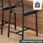 Lot de 2 tabourets de bar de 56,9 cm, tabourets de bar hauteur comptoir avec dossier et assise rembourrée en polyuréthane, chaises de bar de cuisine à cadre métallique avec repose-pieds pour îlot de cuisine