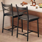 Lot de 2 tabourets de bar de 56,9 cm, tabourets de bar hauteur comptoir avec dossier et assise rembourrée en polyuréthane, chaises de bar de cuisine à cadre métallique avec repose-pieds pour îlot de cuisine