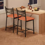 Lot de 2 tabourets de bar de 56,9 cm, tabourets de bar hauteur comptoir avec dossier et assise rembourrée en polyuréthane, chaises de bar de cuisine à cadre métallique avec repose-pieds pour îlot de cuisine