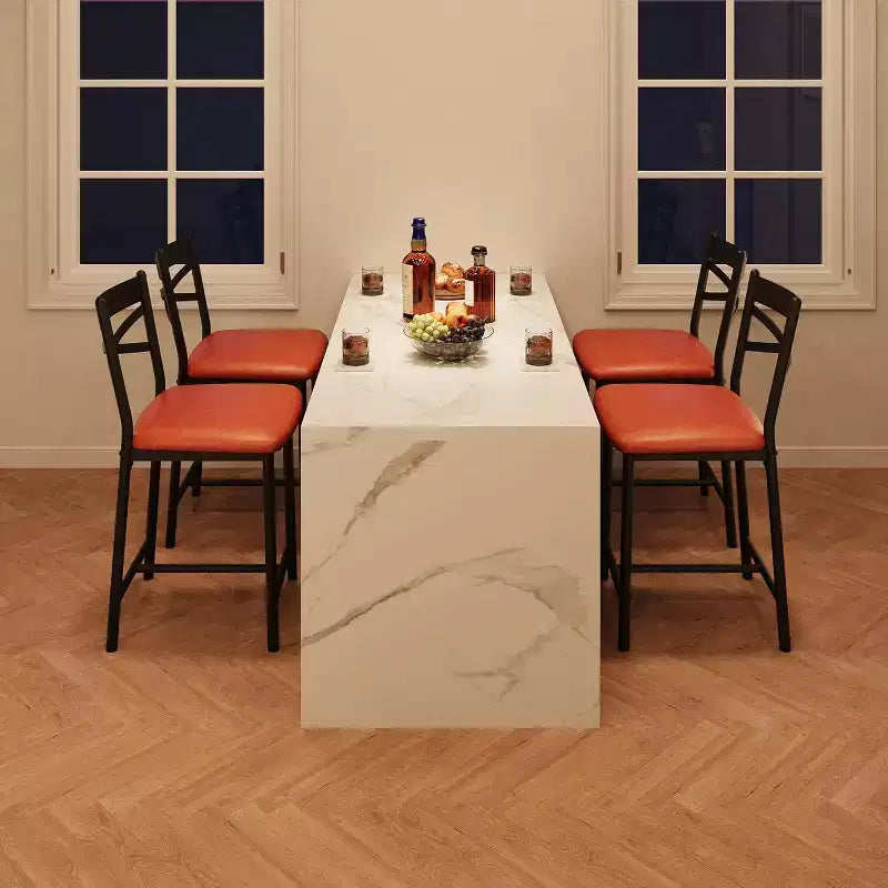 Lot de 2 tabourets de bar de 56,9 cm, tabourets de bar hauteur comptoir avec dossier et assise rembourrée en polyuréthane, chaises de bar de cuisine à cadre métallique avec repose-pieds pour îlot de cuisine