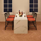 Lot de 2 tabourets de bar de 56,9 cm, tabourets de bar hauteur comptoir avec dossier et assise rembourrée en polyuréthane, chaises de bar de cuisine à cadre métallique avec repose-pieds pour îlot de cuisine