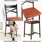 Lot de 2 tabourets de bar de 56,9 cm, tabourets de bar hauteur comptoir avec dossier et assise rembourrée en polyuréthane, chaises de bar de cuisine à cadre métallique avec repose-pieds pour îlot de cuisine