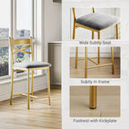 Lot de 2 tabourets de bar de 56,9 cm, tabourets de bar hauteur comptoir avec dossier et assise rembourrée en polyuréthane, chaises de bar de cuisine à cadre métallique avec repose-pieds pour îlot de cuisine