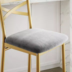 Lot de 2 tabourets de bar de 56,9 cm, tabourets de bar hauteur comptoir avec dossier et assise rembourrée en polyuréthane, chaises de bar de cuisine à cadre métallique avec repose-pieds pour îlot de cuisine