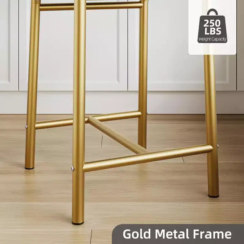 Lot de 2 tabourets de bar de 56,9 cm, tabourets de bar hauteur comptoir avec dossier et assise rembourrée en polyuréthane, chaises de bar de cuisine à cadre métallique avec repose-pieds pour îlot de cuisine