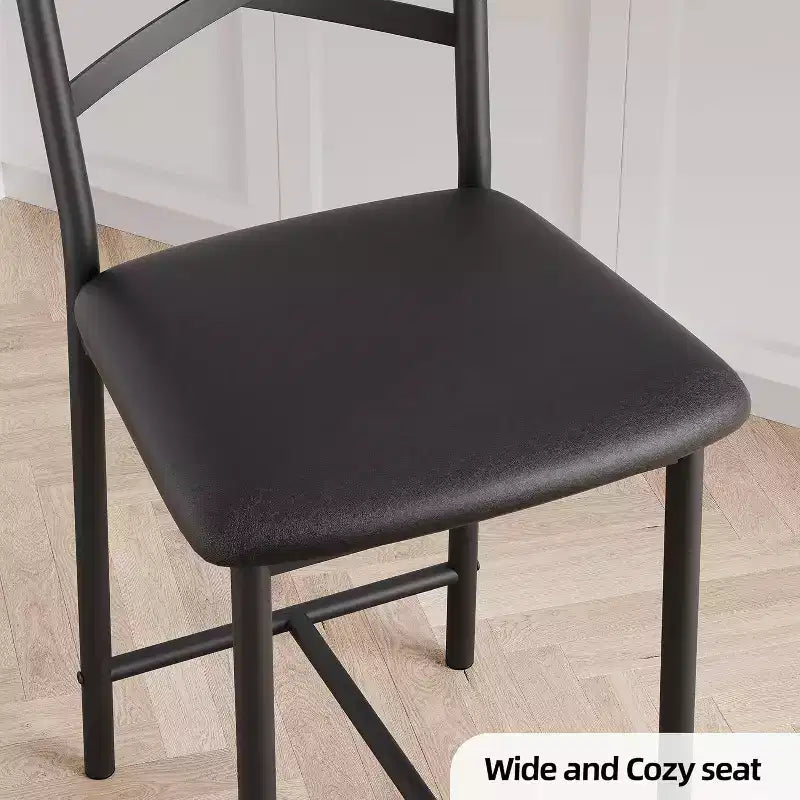 Lot de 2 tabourets de bar de 56,9 cm, tabourets de bar hauteur comptoir avec dossier et assise rembourrée en polyuréthane, chaises de bar de cuisine à cadre métallique avec repose-pieds pour îlot de cuisine