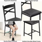 Lot de 2 tabourets de bar de 56,9 cm, tabourets de bar hauteur comptoir avec dossier et assise rembourrée en polyuréthane, chaises de bar de cuisine à cadre métallique avec repose-pieds pour îlot de cuisine